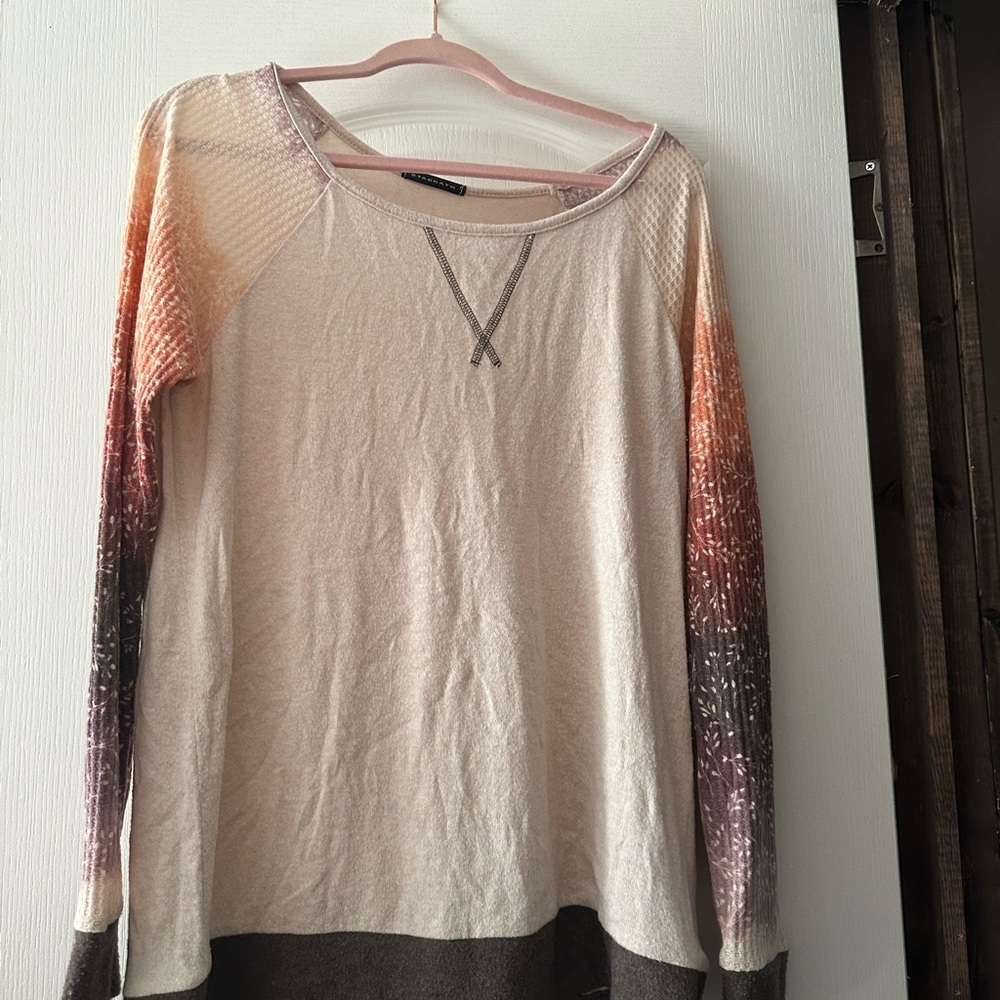 Staccato Beige and Brown Ombre Long Sleeve Top